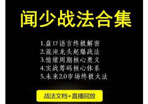 闻少战法合集-情绪周期核心奥义终章/盘口语言/混沌龙头起爆战法-股民知识园